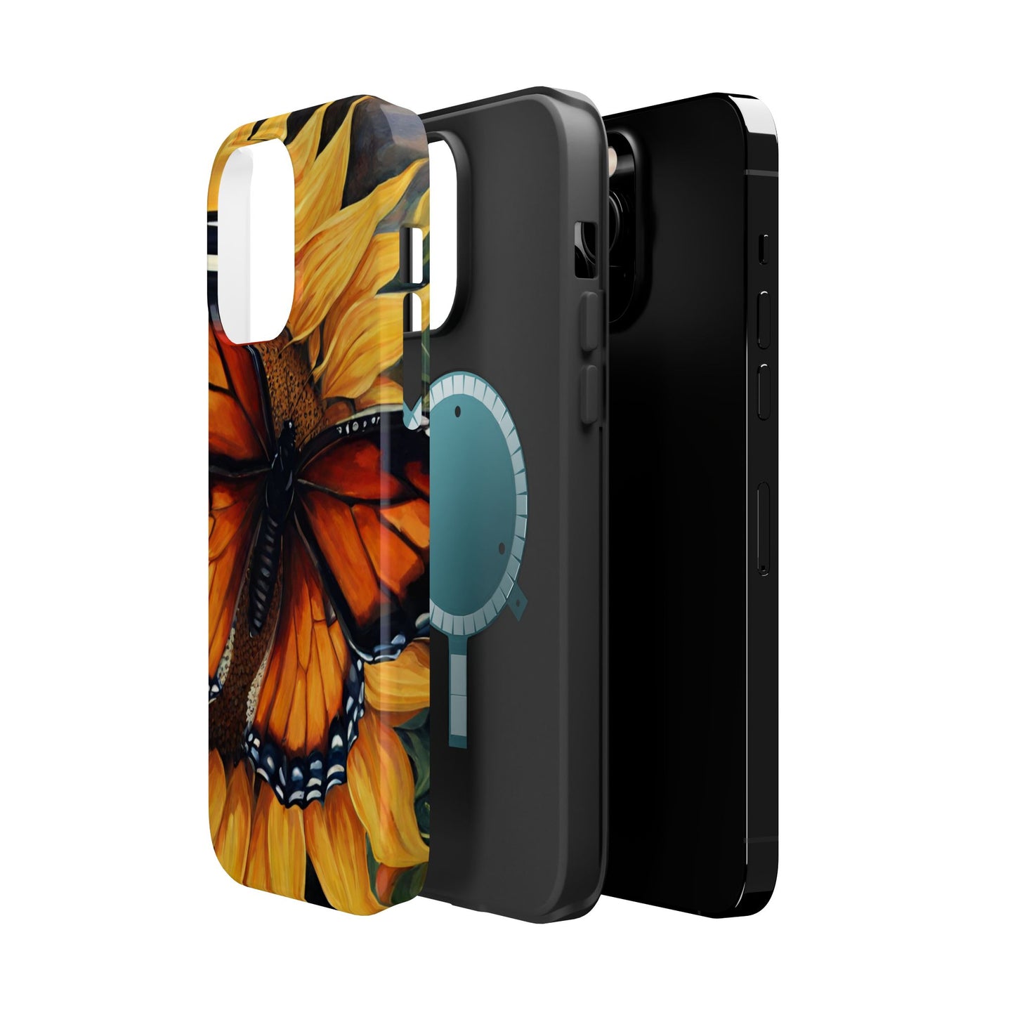 Monarch Butterfly & Sunflower Art – MagSafe iPhone Case