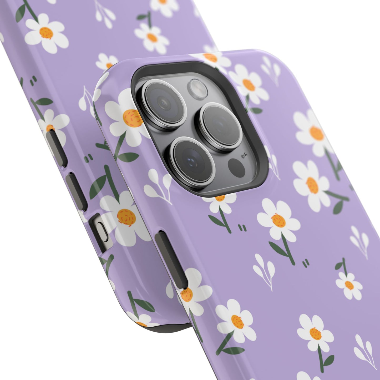 Purple Daisy Garden MagSafe  iPhone Case – Soft Lavender Background, Shockproof Protection with Slim Fit