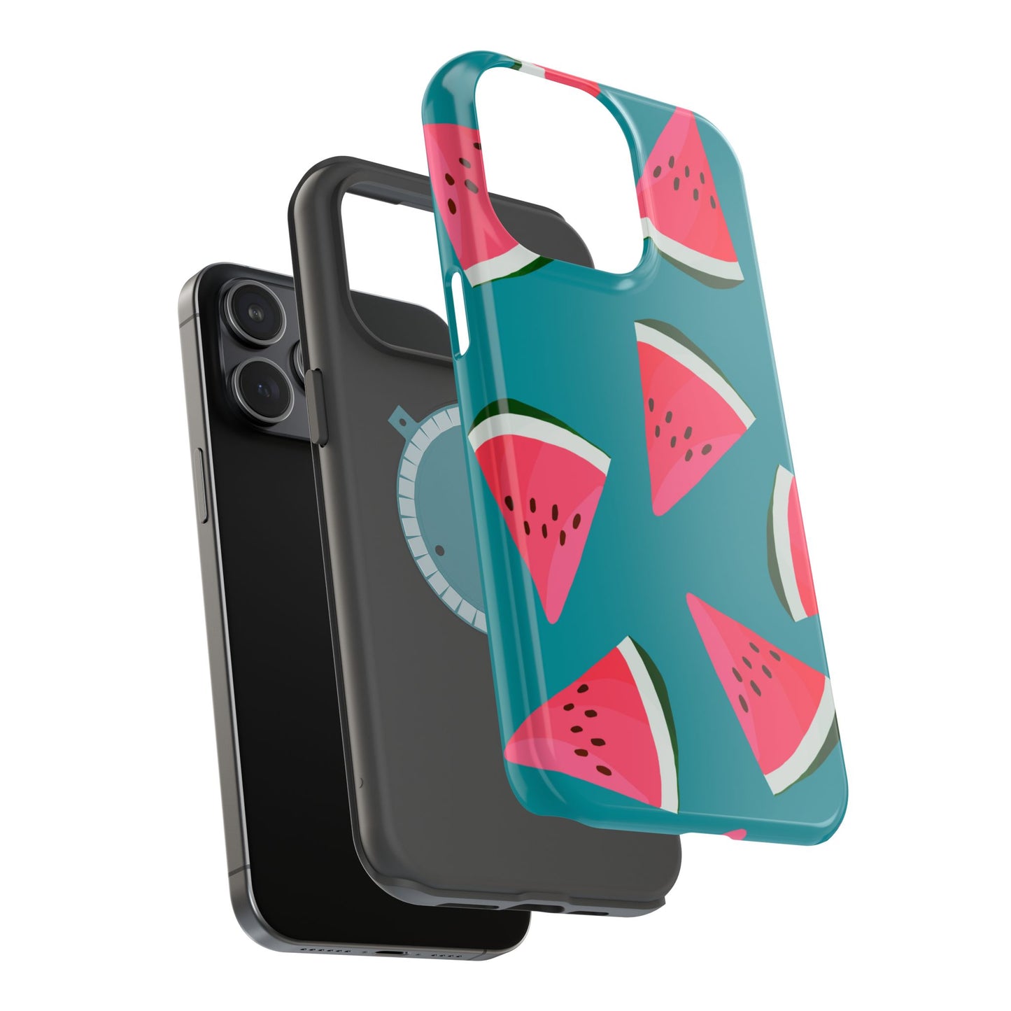 Watermelon Bliss MagSafe iPhone Case – Vibrant Summer Fruit Design on Teal Background