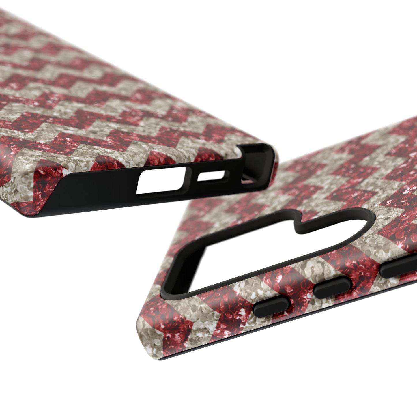 Sparkling Red & White Chevron – Glitter Illusion MagSafe iPhone Case