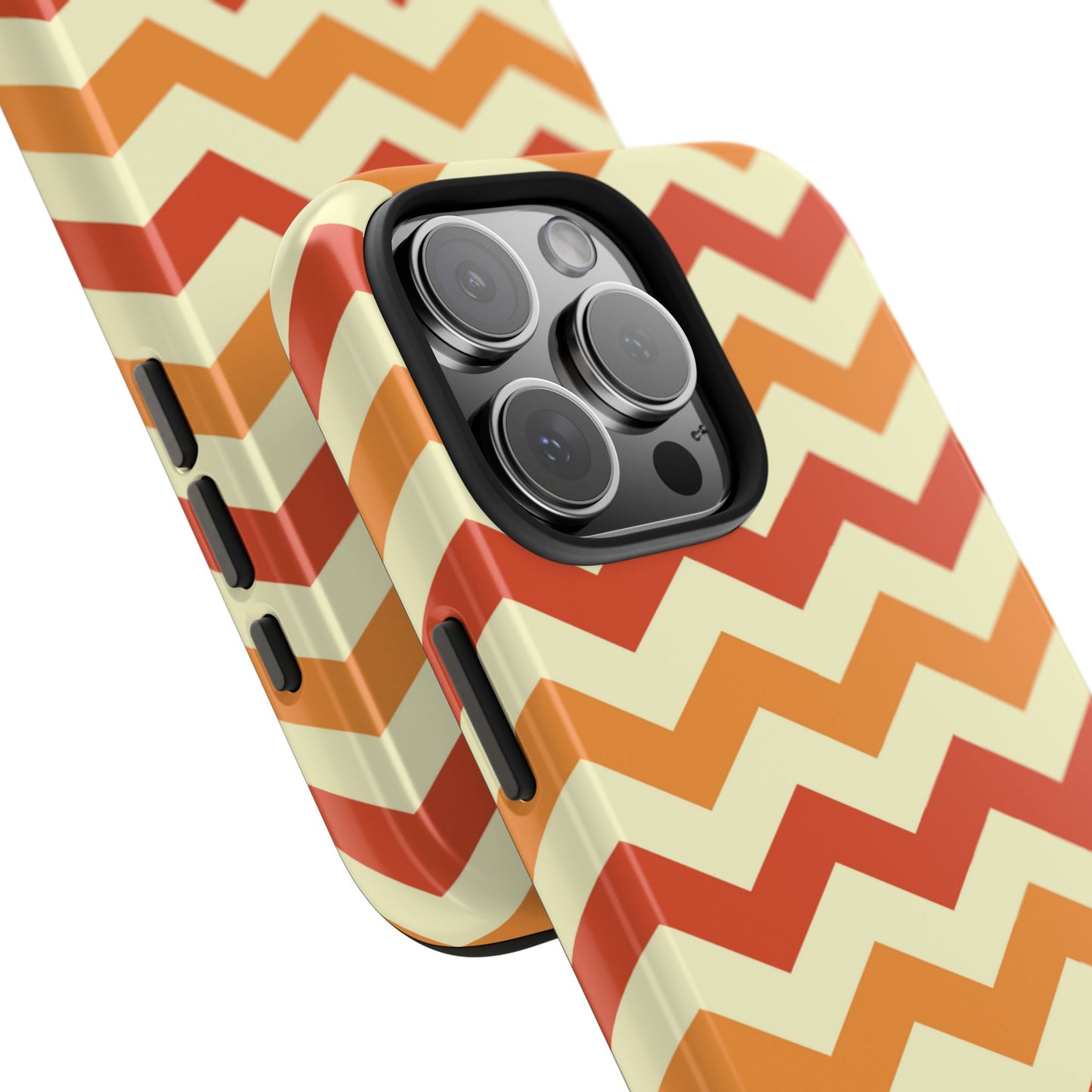 Warm Sunset Chevron – Orange, Red & Cream Geometric iPhone Case