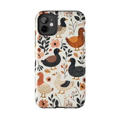 Farm Duck & Flowers iPhone Case – Vintage Floral Design