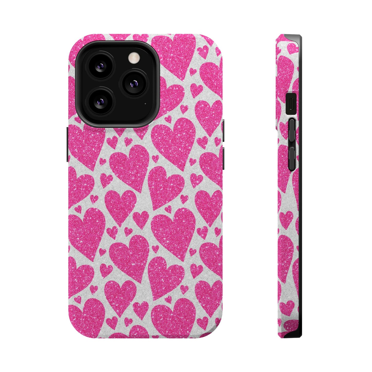 Pink Glitter Hearts Pattern MagSafe Case