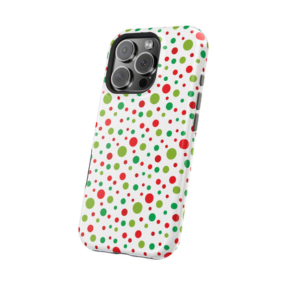 Red & Green Christmas Polka Dots – MagSafe iPhone Case