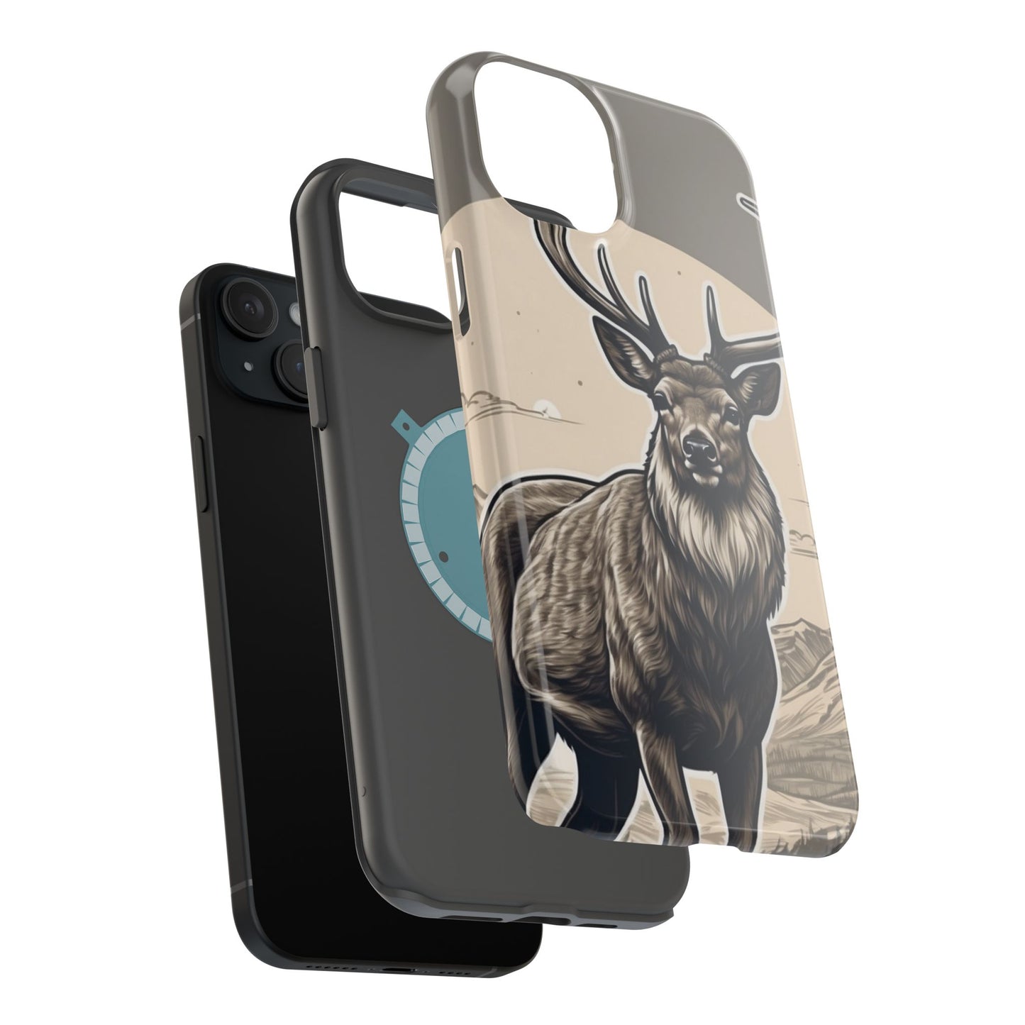 Monochrome Majesty – Regal Stag MagSafe iPhone Cases