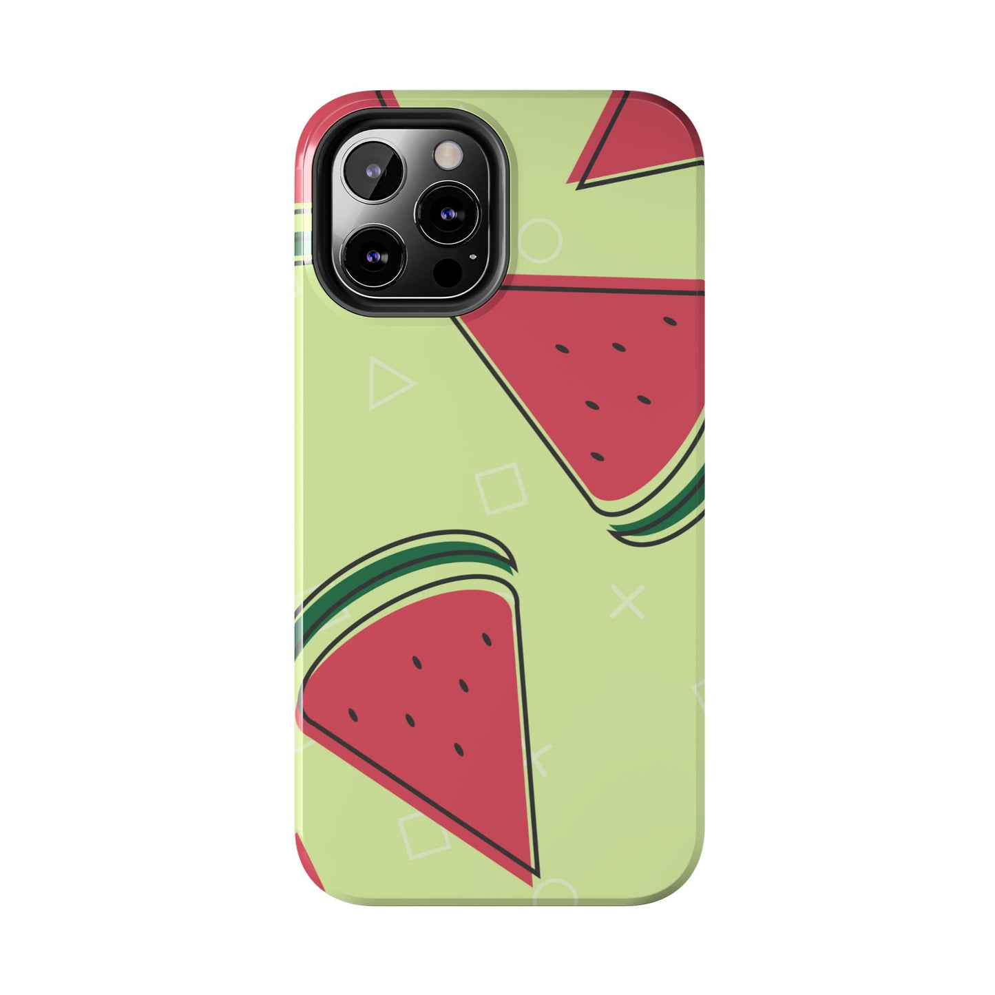 Watermelon Slice iPhone Case – Fresh & Fun Design with Retro Geometric Pattern