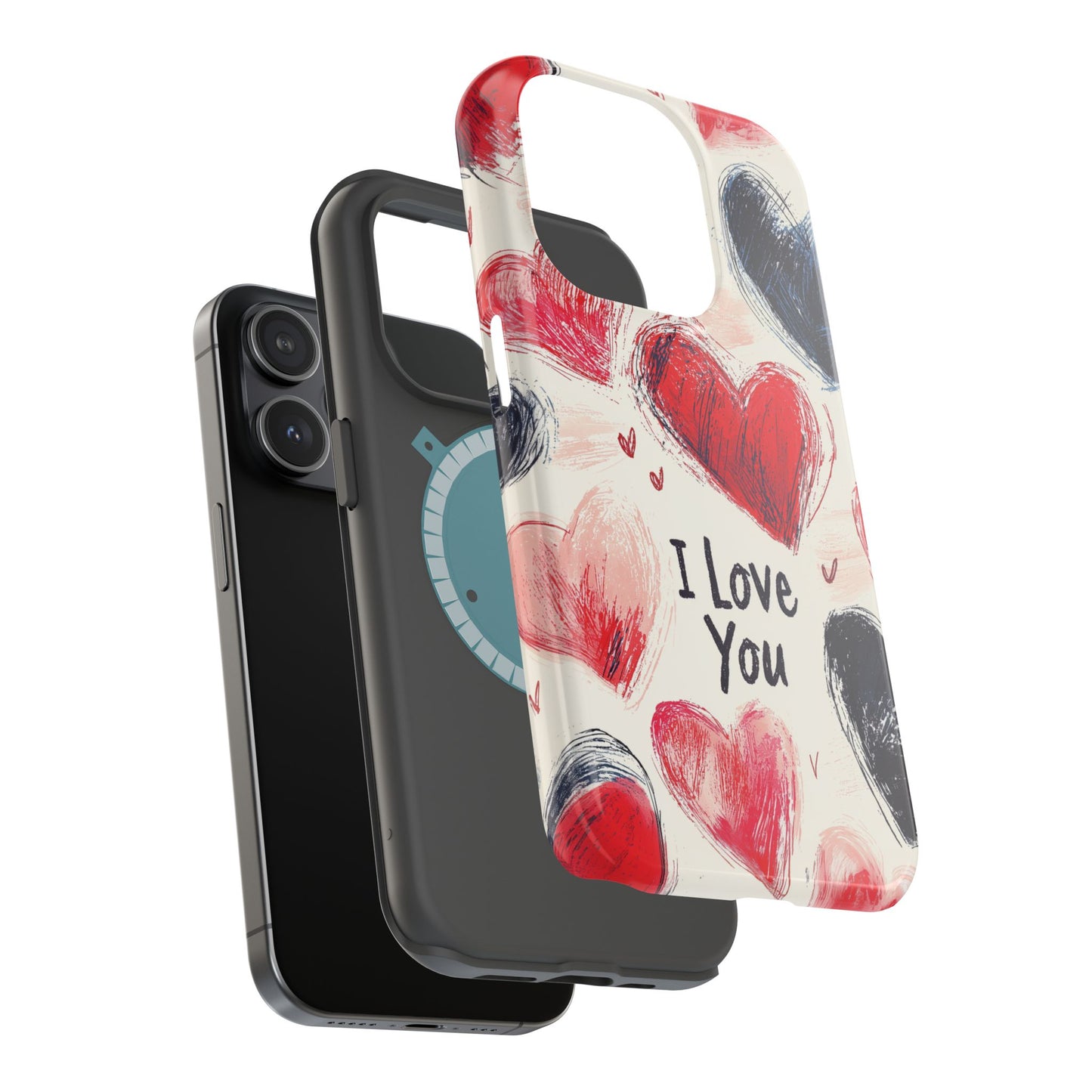 Brushstroke Hearts of Love "I Love You" - MagSafe Compatible Case