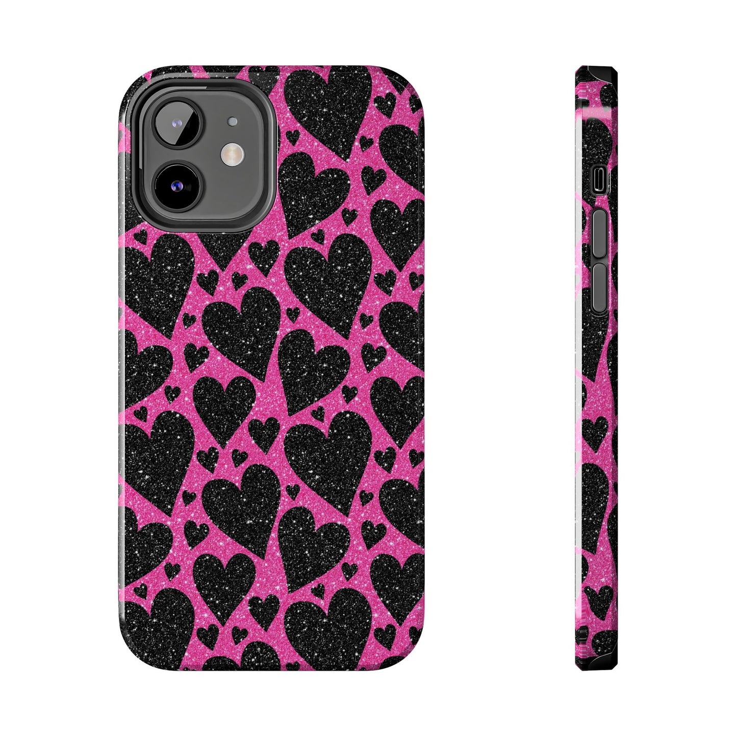 Pink Glitter Hearts iPhone Case