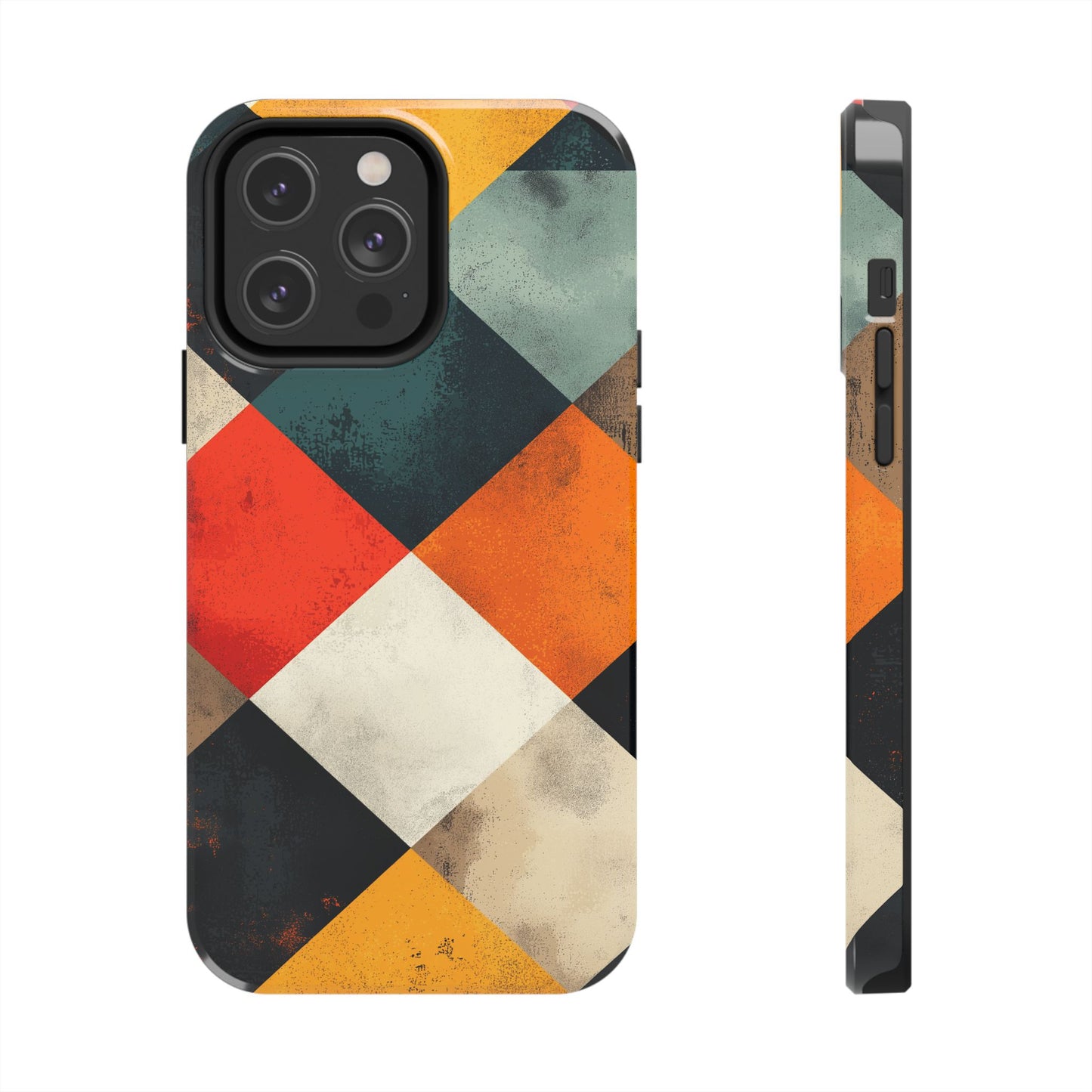 Geometric Retro iPhone  Case - Colorful Checkered Protective Cover