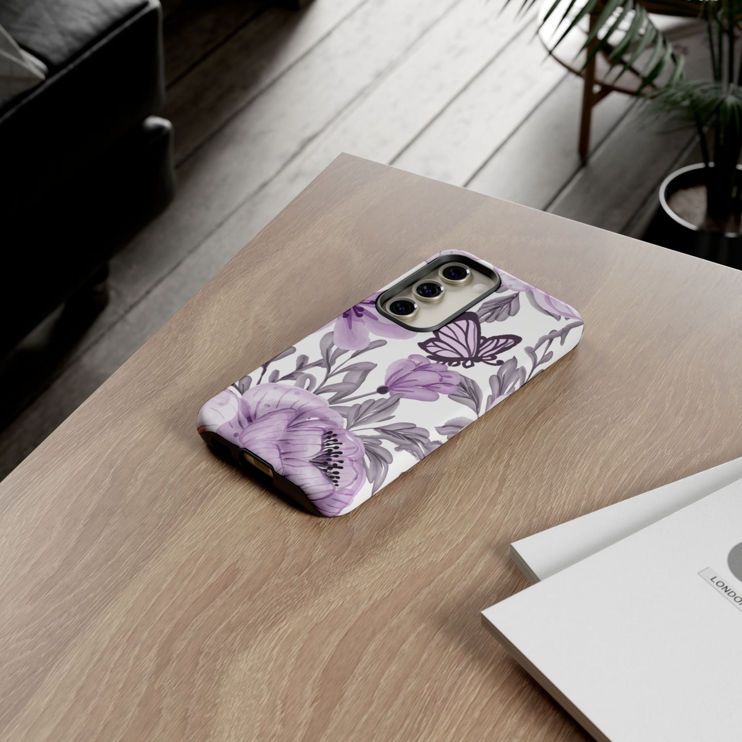 Lavender Bloom Butterfly Samsung Galaxy Case – Delicate Floral Design with Watercolor Details