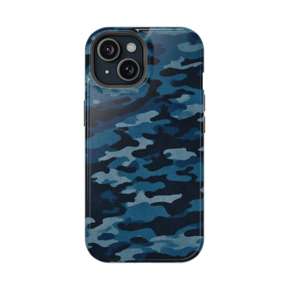 Dark Blue Camouflage – MagSafe iPhone Case with Modern Rugged Style