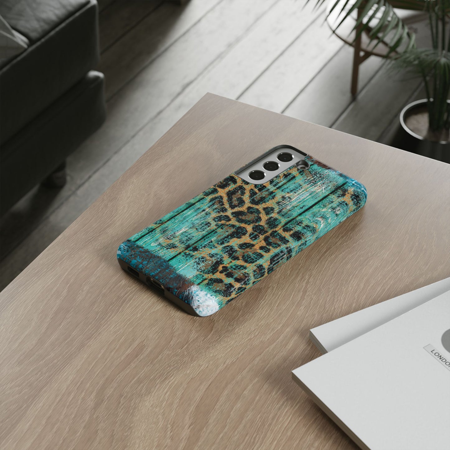 Turquoise Rustic Leopard Wood - Samsung Galaxy Series Case