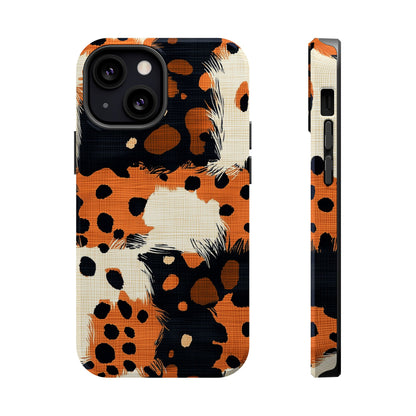 MagSafe iPhone Case: Cheetah Plaid – Brown & Black Pattern