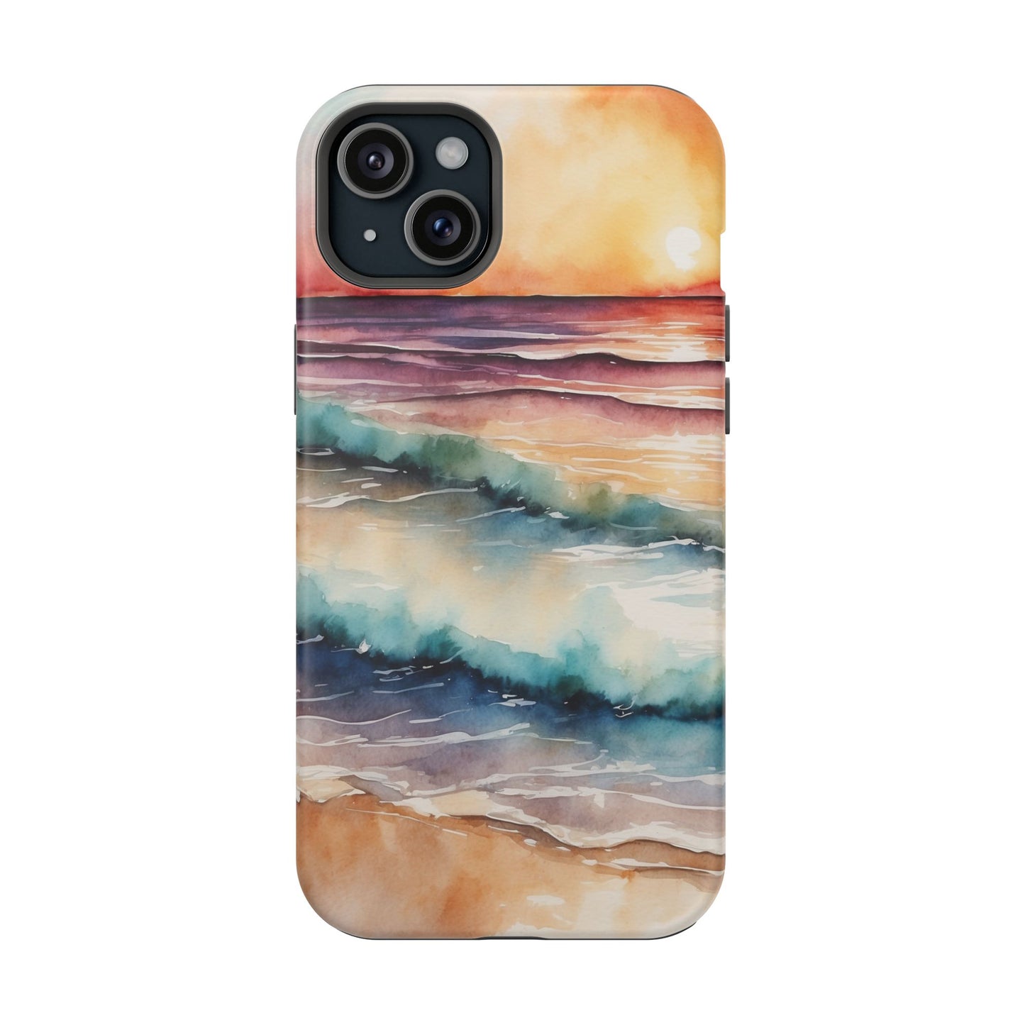 Sunset Waves MagSafe iPhone Case – Vibrant Watercolor Design