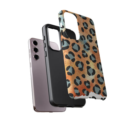 Sunset Watercolor Leopard Print Tough Samsung Galaxy Case – Artistic Animal Pattern with Dual-Layer Protection