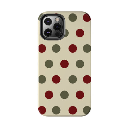 Red & Green Polka Dots on Cream – iPhone Case