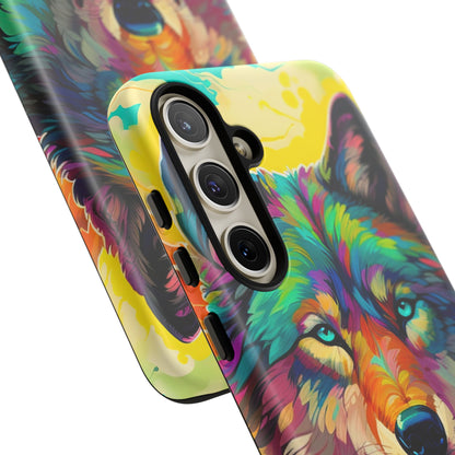 Rainbow Wolf in Bloom – Samsung Galaxy Case with Vivid Nature Design