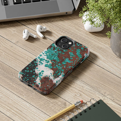 Teal Glitter Cowhide - iPhone Series Case