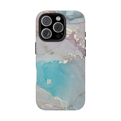 Sky Blue & Purple Marble Wave – iPhone Case with Fluid Swirl Pattern