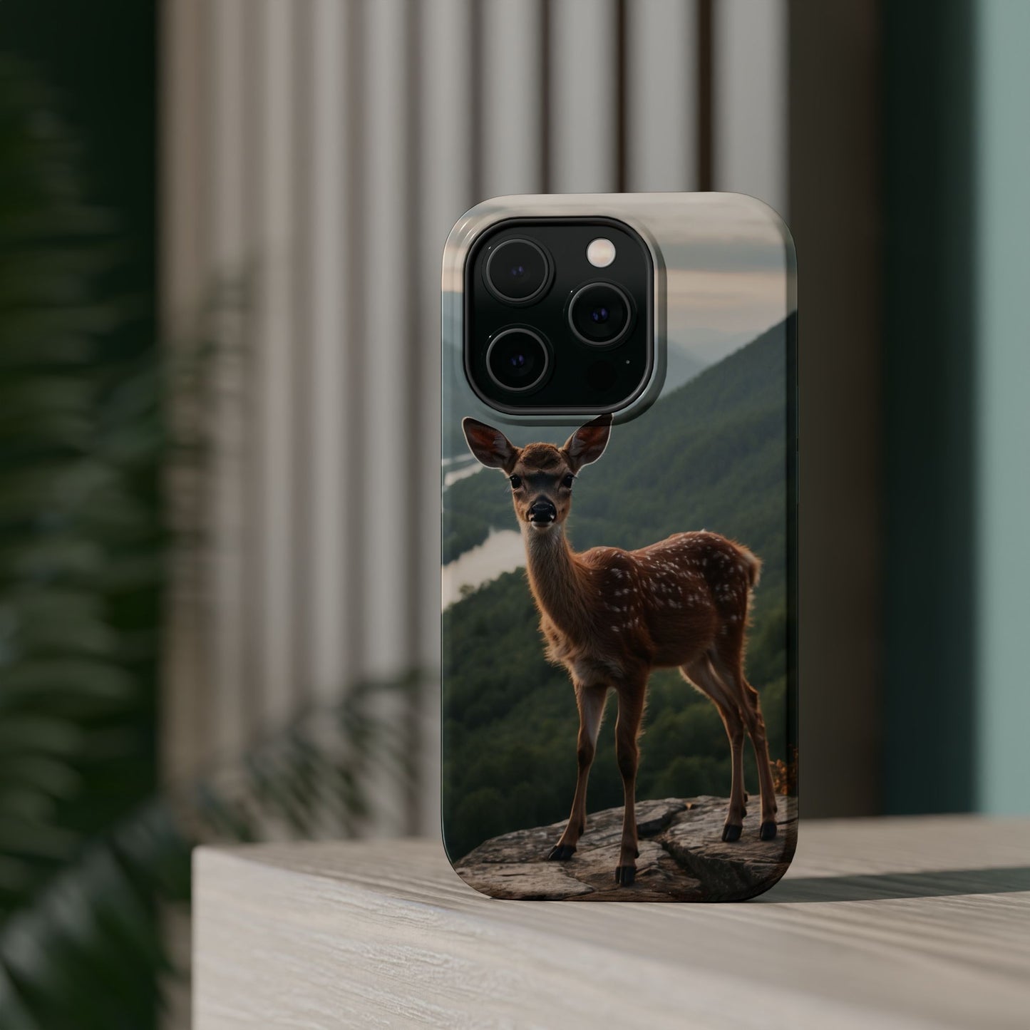 Majestic Fawn Overlooking Mountain Vista MagSafe iPhone Case