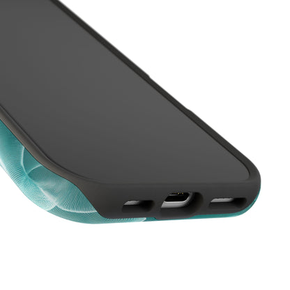 Elegant Flowing Teal Fabric MagSafe iPhone Case – Soft Waves Design