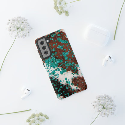 Teal Glitter Cowhide - Samsung Galaxy Series Case