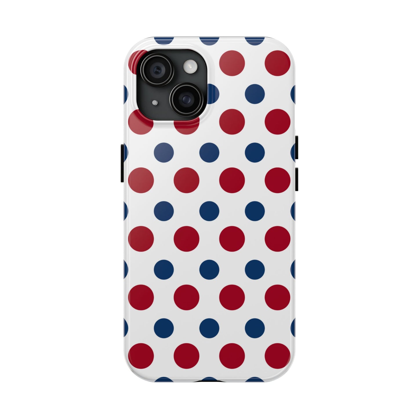 Patriotic Navy, White, and Red Polka Dot iPhone Case