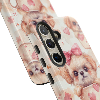 Adorable Puppy in Teacup Samsung Galaxy Case – Tough, Dual - Layer Protection with Cute Pink Bow Design - BOGO Cases