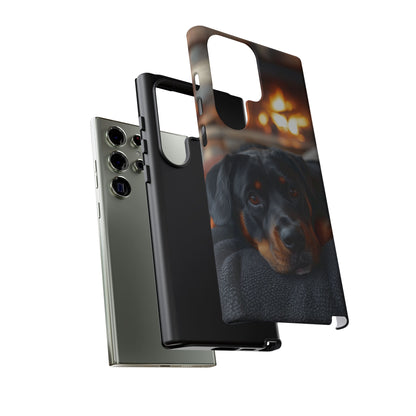 Warm Rottweiler by the Fireplace Samsung Galaxy Case – Rustic Charm for Dog Lovers