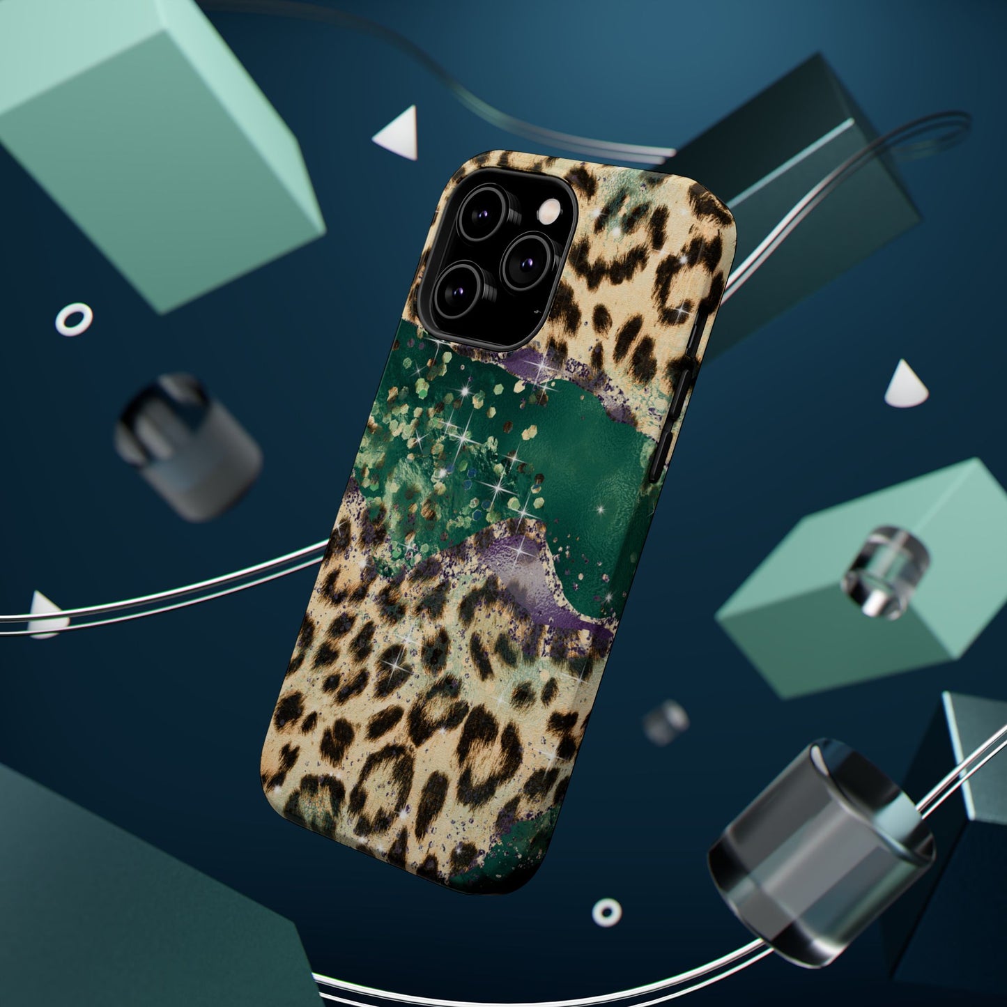 Emerald Glitter Leopard Print - MagSafe iPhone Series Case