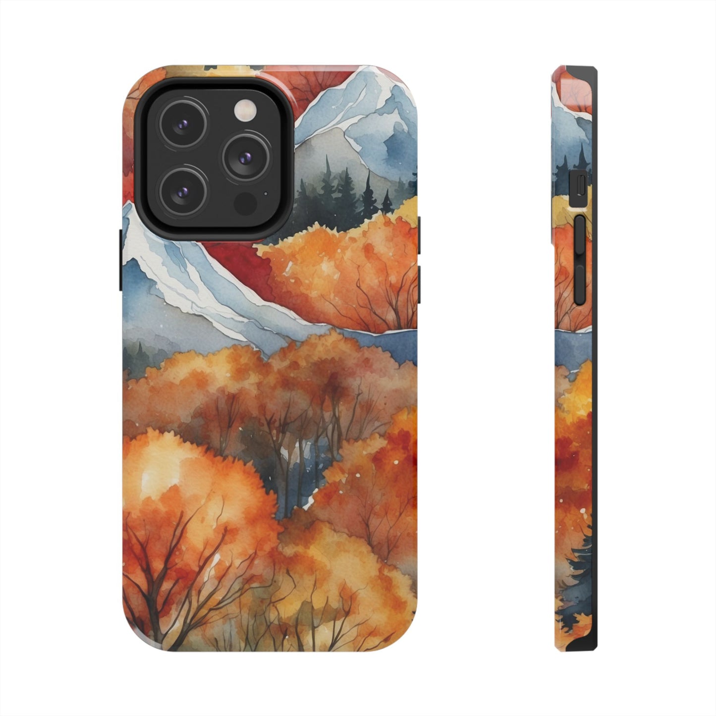 Autumn Mountain Forest Watercolor - iPhone Case