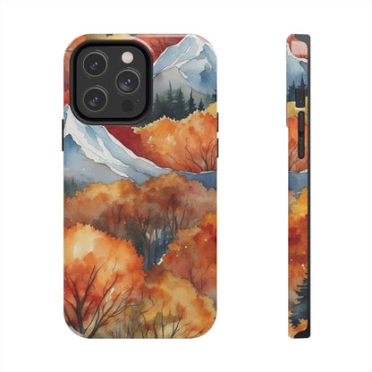 Autumn Mountain Forest Watercolor - iPhone Case