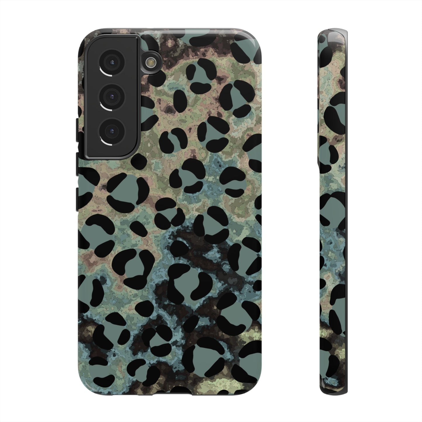 Moody Watercolor Leopard Print Tough Samsung Galaxy Case – Earthy Abstract Pattern with Dual-Layer Protection