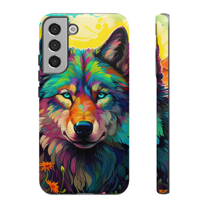 Rainbow Wolf in Bloom – Samsung Galaxy Case with Vivid Nature Design