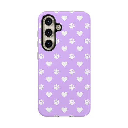 Lilac Paw Prints & Hearts – Samsung Galaxy Case