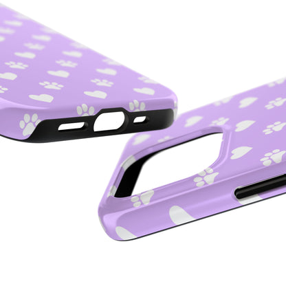 Lilac Paw Prints & Hearts – iPhone Case