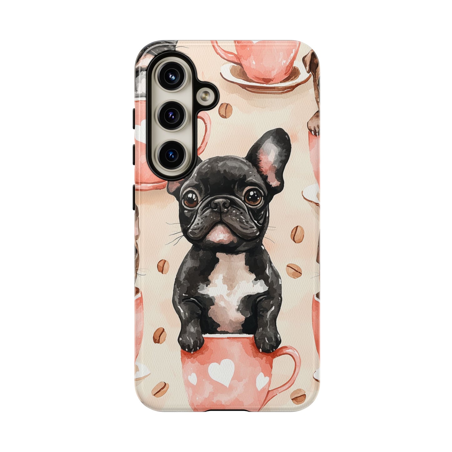 French Bulldog in Coffee Cup  Samsung Galaxy  Case – Cute Dog Art, Shockproof & Slim Design