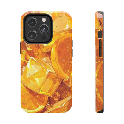 Citrus Splash iPhone Case – Bright Orange Slices & Ice, Dual-Layer Protection