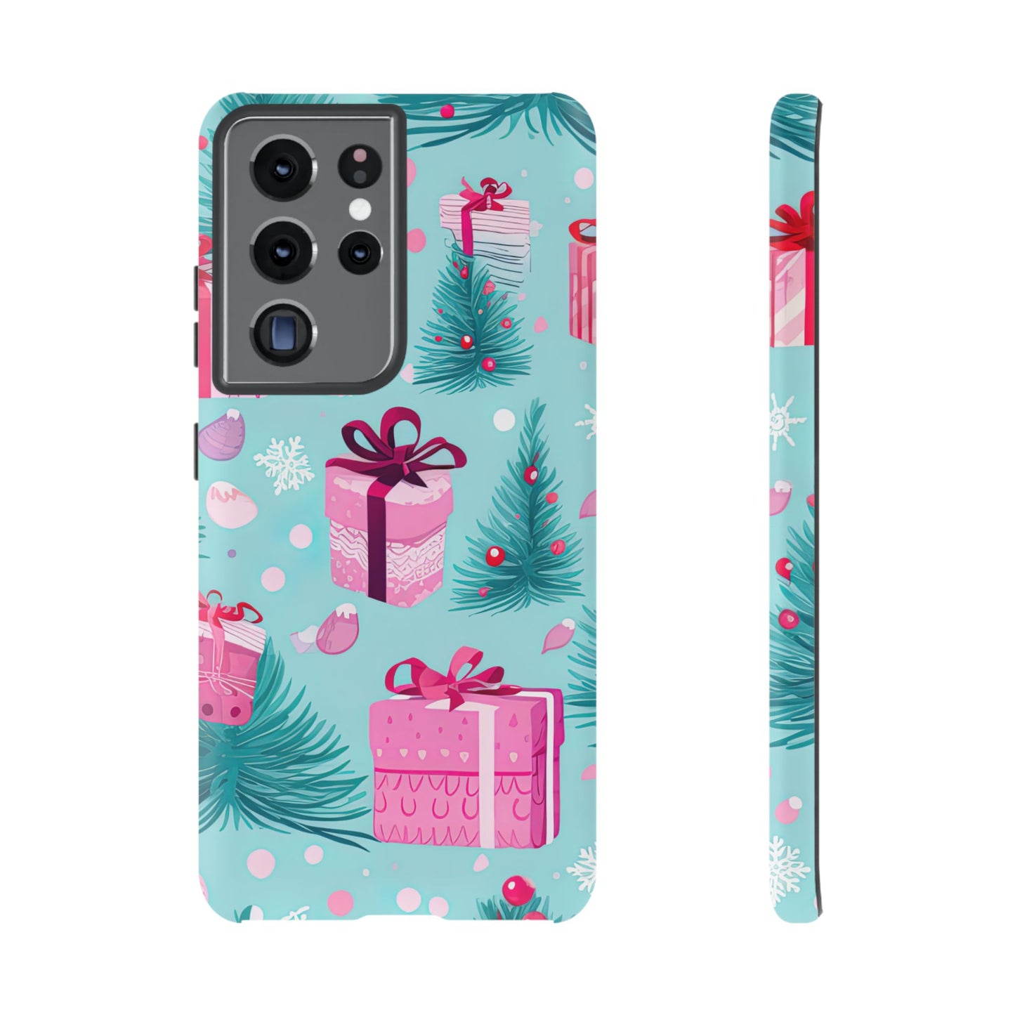 Festive Pink Christmas Gifts and Evergreen Samsung Galaxy Case – Holiday Theme, Protective Cover