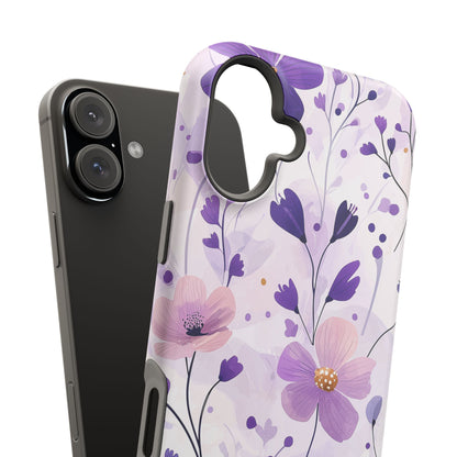 Purple Floral Bliss MagSafe iPhone Case – Delicate Blossom Design