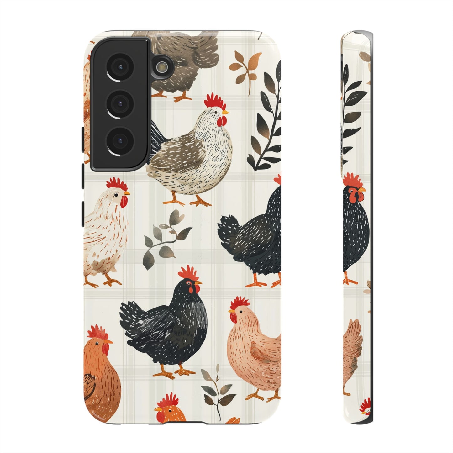 Samsung Galaxy Case: Vintage Chicken & Leaves – Farmhouse Style Case