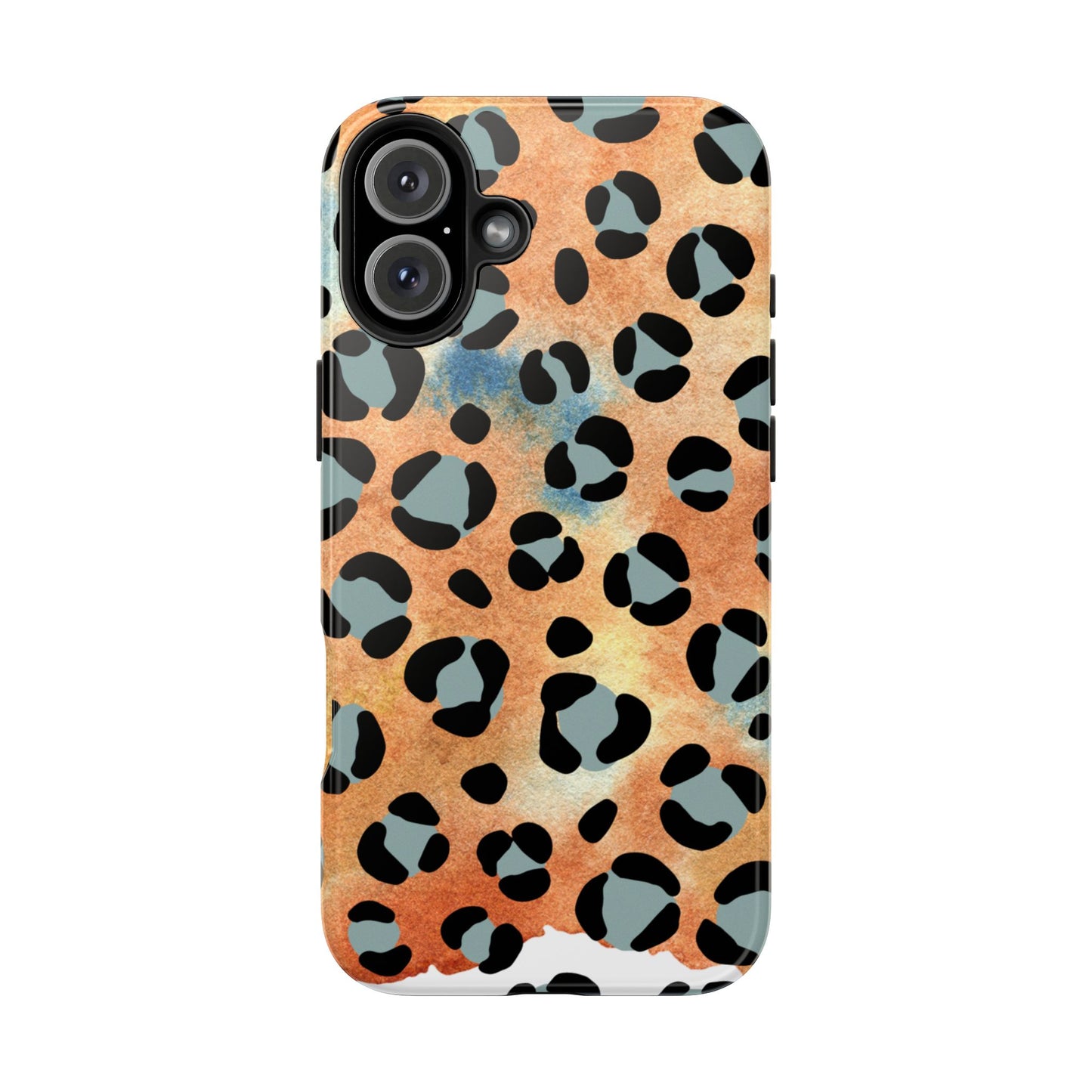 Sunset Watercolor Leopard Print Tough iPhone Case – Artistic Animal Pattern with Dual-Layer Protection