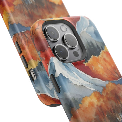 Autumn Mountain Forest Watercolor - MagSafe iPhone Case