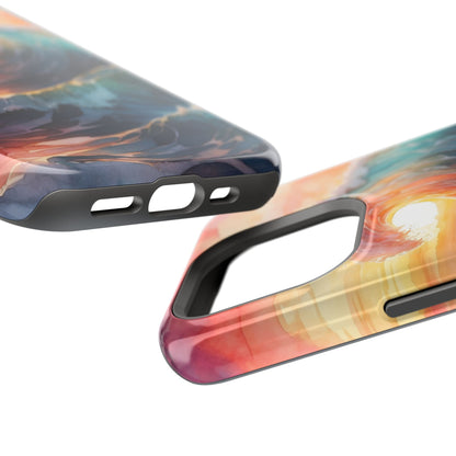 Ocean Sunrise Wave MagSafe iPhone Case – Vibrant Watercolor Wave Design