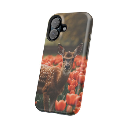 Fawn Among Tulips MagSafe iPhone Case