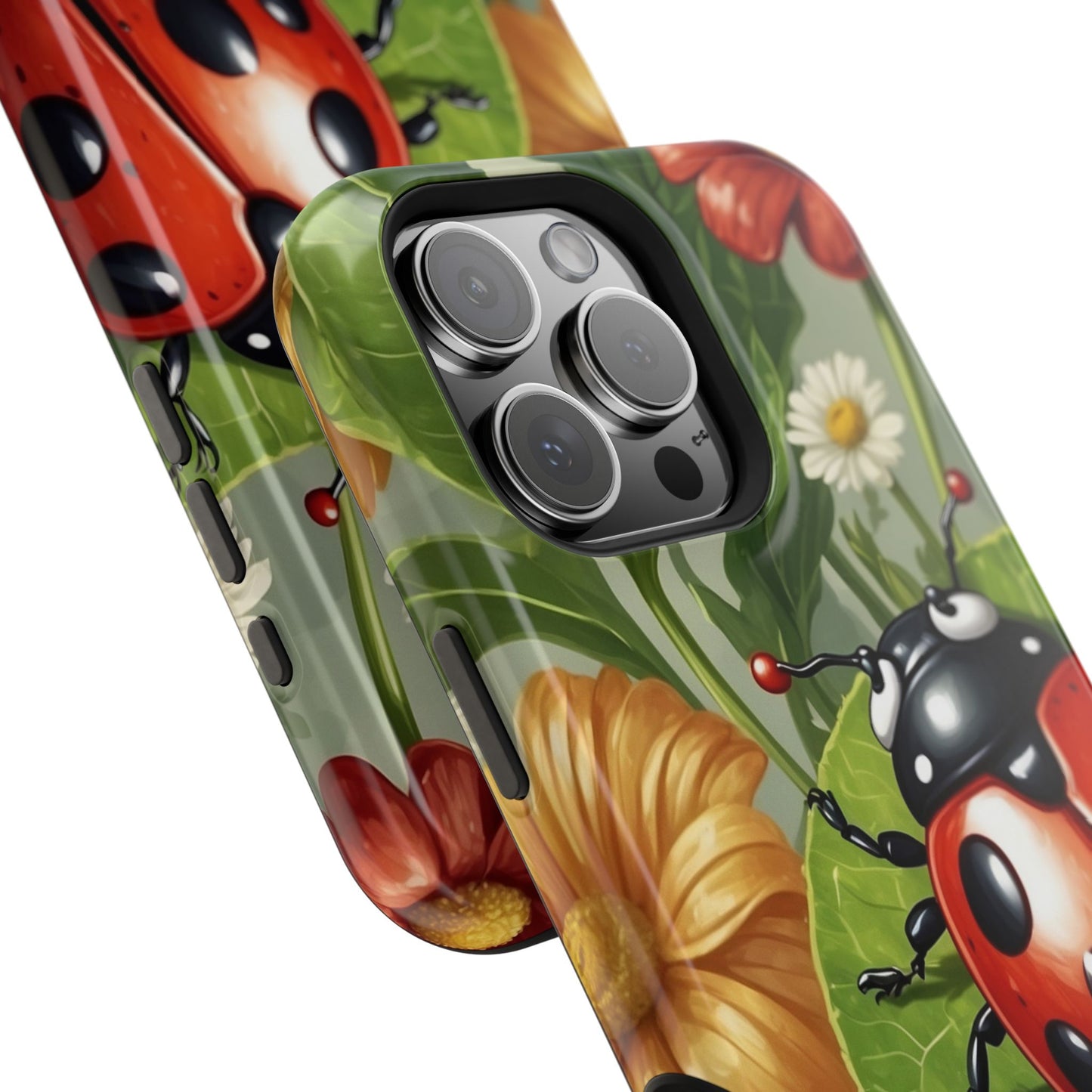 Ladybug Garden MagSafe iPhone Case – Whimsical Floral Design