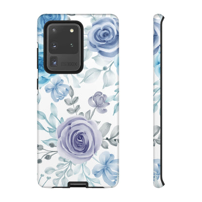 Elegant Blue & Violet Roses Samsung Galaxy Case – Artistic Floral Design for Stylish Protection