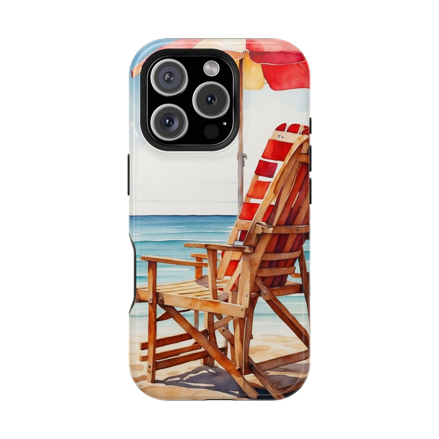 Beach Bliss MagSafe iPhone Series Case – Relaxing Seaside Chair and Umbrella Design