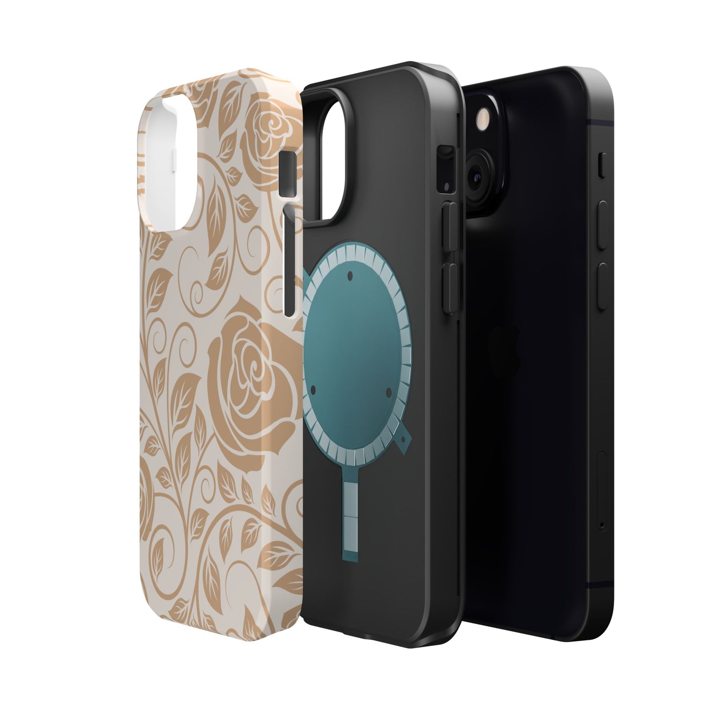 Vintage Rose Vine Tough MagSafe iPhone Case – Elegant Floral Pattern with Dual-Layer Protection