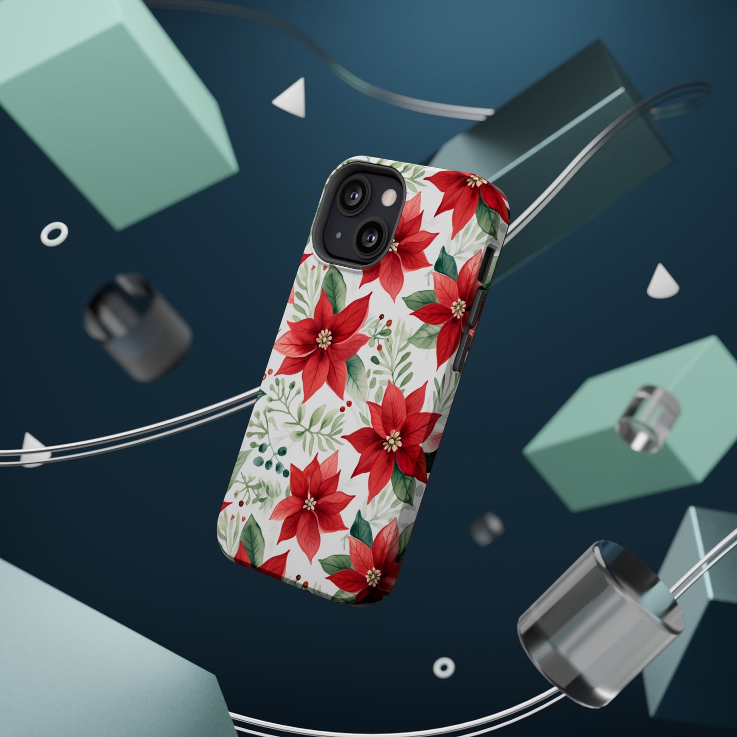 Festive Poinsettia Holiday Pattern – MagSafe iPhone Series Case